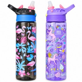Gourde enfant à paille Flamant Rose et Licorne – GDE604
