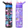 Gourde enfant à paille Flamant Rose et Licorne – GDE604