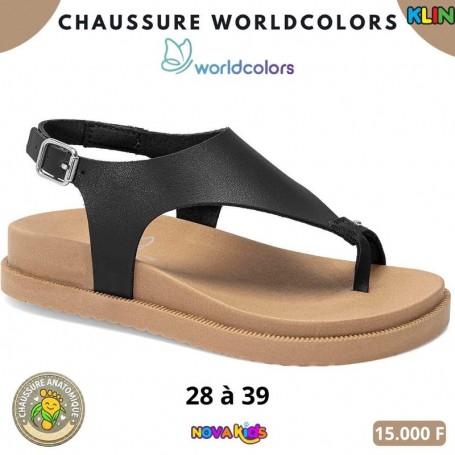 Sandales anatomiques Worldcolors by Klin – Noir – 28 à 39 – ENF812