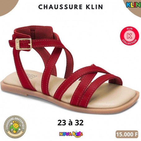 Sandales fille Klin Collection – Rouge – 23 à 32 – ENF813