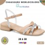 Sandales fille Worldcolors by Klin – Beige et argenté – 28 à 38 – ENF816
