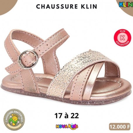 Sandales bébé fille Klin – Rose poudré scintillant – 17 à 22 – ENF820