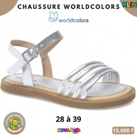 Sandales fille Worldcolors by Klin – Argenté métallisé – 28 à 39 – ENF823