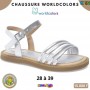 Sandales fille Worldcolors by Klin – Argenté métallisé – 28 à 39 – ENF823