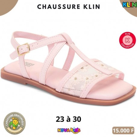 Sandales fille Klin – Rose clair à fleurs – 23 à 30 – ENF825