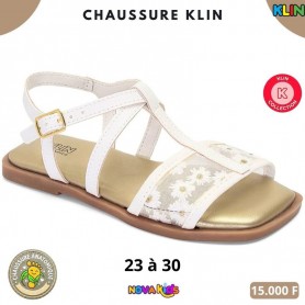 Sandales fille Klin – Blanc et doré à fleurs – 23 à 30 – ENF826