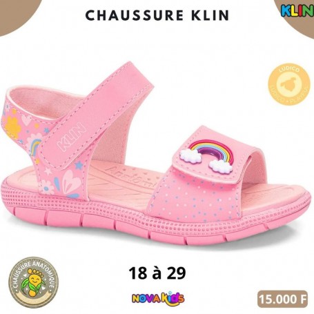 Sandales fille Klin Ludico – Rose Arc-en-ciel – 18 à 29 – ENF827