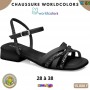 Sandales fille Worldcolors by Klin – Noir scintillant– 28 à 38 – ENF829