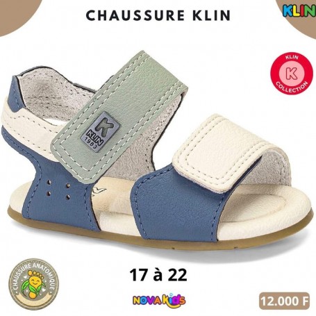 Sandales bébé garçon Klin – Bleu – vert sauge et beige – 17 à 22 – ENF830