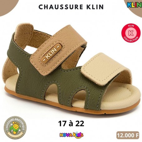 Sandales bébé garçon Klin – Vert kaki – beige et marron – 17 à 22 – ENF831