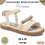Sandales fille Worldcolors by Klin – Beige avec noeud doré – 28 à 39 – ENF833
