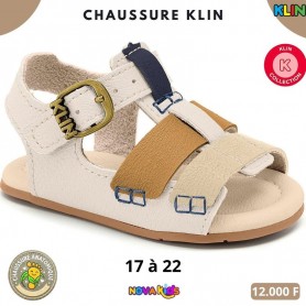 Sandales bébé garcon Klin – Blanc – camel bleu marine – 17 à 22 – ENF834