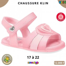 Sandales bébé fille Klin – Rose à coeur – 17 à 22 – ENF835
