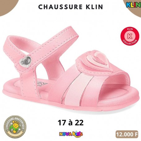 Sandales bébé fille Klin – Rose à coeur – 17 à 22 – ENF835
