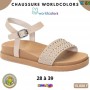 Sandales anatomiques fille Klin – Beige strass argentés – 28 à 39 – ENF836