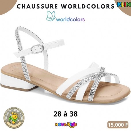 Sandales fille Klin – Blanc et argenté scintillant – 28 à 38 – ENF837