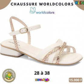 Sandales fille Klin – Blanc et doré rose scintillant – 28 à 38 – ENF838