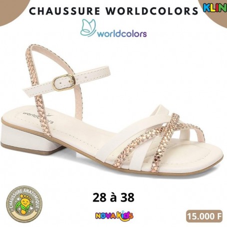 Sandales fille Klin – Blanc et doré rose scintillant – 28 à 38 – ENF838