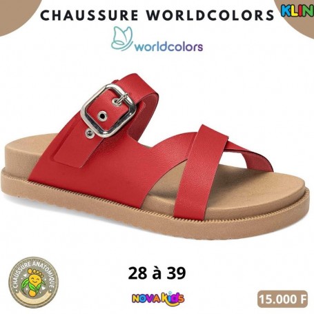 Sandales anatomiques Klin – Rouge à double bride – 28 à 39 – ENF841