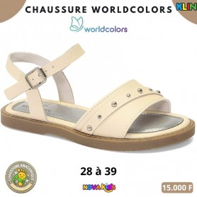 Sandales fille Klin – Beige crème à clous argentés – 28 à 39 – ENF842