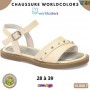 Sandales fille Klin – Beige crème à clous argentés – 28 à 39 – ENF842