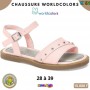 Sandales fille Klin – Rose clair à clous argentés – 28 à 39 – ENF844