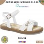Sandales fille Klin – Blanc à détail noeud doré – 28 à 39 – ENF845