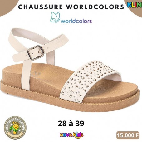 Sandales anatomiques fille Klin – Blanc crème à strass – 28 à 39 – ENF846