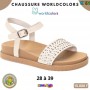 Sandales anatomiques fille Klin – Blanc crème à strass – 28 à 39 – ENF846