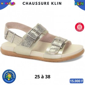Sandales anatomiques Klin – métallisé à trois boucles – 25 à 38 – ENF847