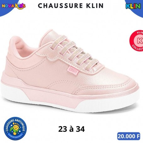 Baskets fille Klin Collection – Rose clair à lacets – 23 à 34 – ENF848