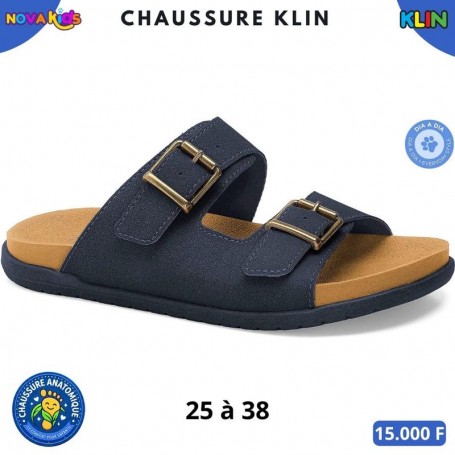 Sandales anatomiques Klin à deux boucles – Bleu marine – 25 à 38 – ENF856