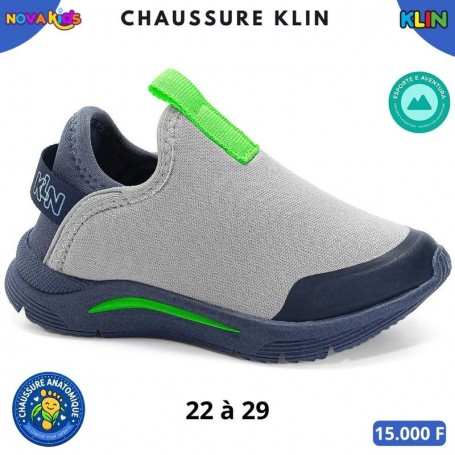 Baskets sport enfant Klin sans lacets – Gris – 22 à 29 – ENF859