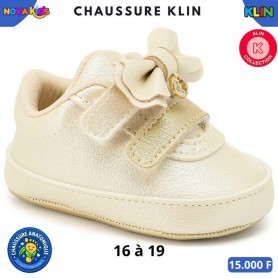 Chaussures bébé fille Klin – Doré champagne à fleur – 16 à 19 – ENF860