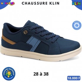 Baskets enfant Klin à lacets – Bleu marine et camel – 28 à 38 – ENF861