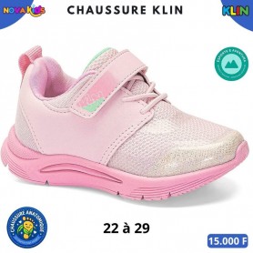 Baskets sport fille Klin – Rose pailleté à scratch – 22 à 29 – ENF864