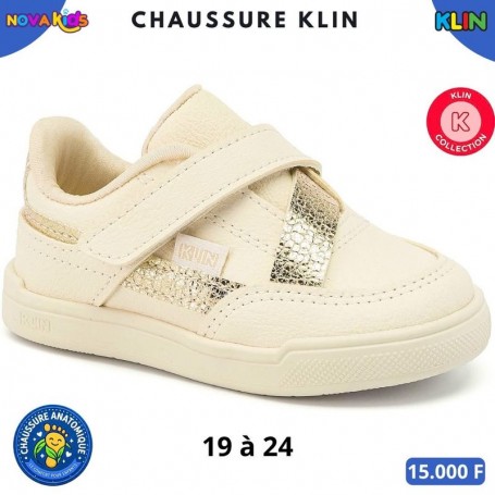 Chaussures bébé fille Klin – doré à scratch – 19 à 24 – ENF865