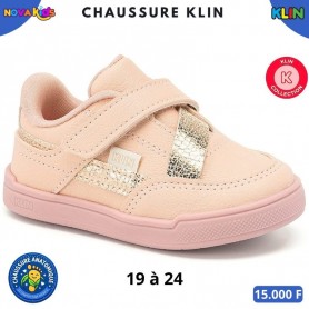 Baskets bébé fille Klin – Rose poudré à scratch – 19 à 24 – ENF866