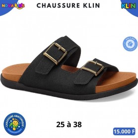 Sandales anatomiques Klin à deux boucles – Noir – 25 à 38 – ENF867