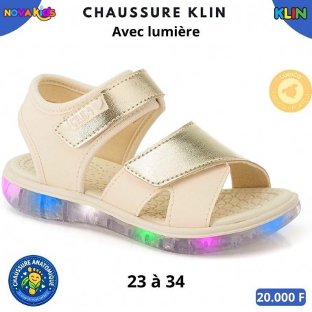 Sandales lumineuses fille Klin – Blanc crème et doré – 23 à 34 – ENF869
