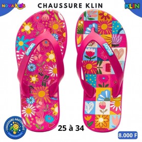 Tongs fille Klin à motifs fleuris – Rose fuchsia – 25 à 34 – ENF871