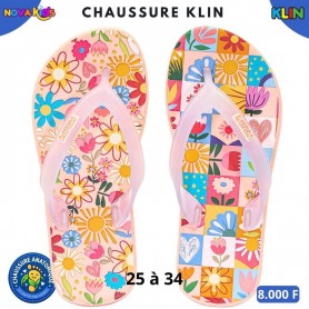 Tongs fille Klin à motifs fleuris – Rose pastel – 25 à 34 – ENF872