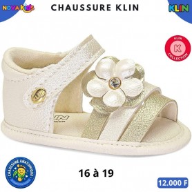 Sandales bébé fille Klin Collection à fleur – doré – 16 à 19 – ENF873
