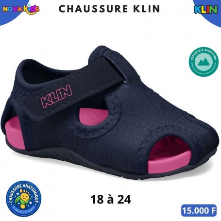 Sandales sport enfant Klin à scratch – Bleu marine et rose – 18 à 24 – ENF875