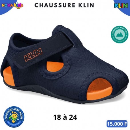 Sandales sport enfant Klin semi-fermées – Bleu marine orange – 18 à 24 – ENF876