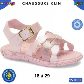 Sandales fille Klin à brides tressées – Rose et argenté – 18 à 29 – ENF882