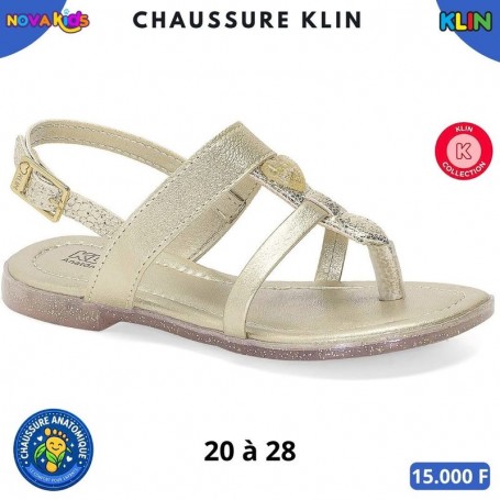 Sandales KLIN fille – Doré avec brides croisées – 20 à 28 – ENF893