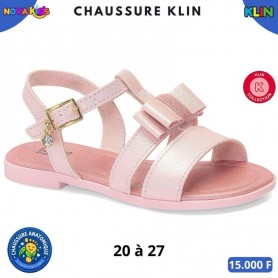 Sandales KLIN fille – Rose nacré avec noeud – 20 à 27 – ENF894