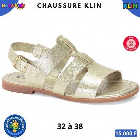 Sandales KLIN fille – Doré métallisé – 32 à 38 – ENF901