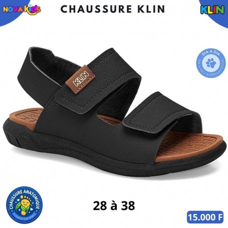 Sandales anatomiques KLIN garcon – Noir et marron – 28 à 38 – ENF902